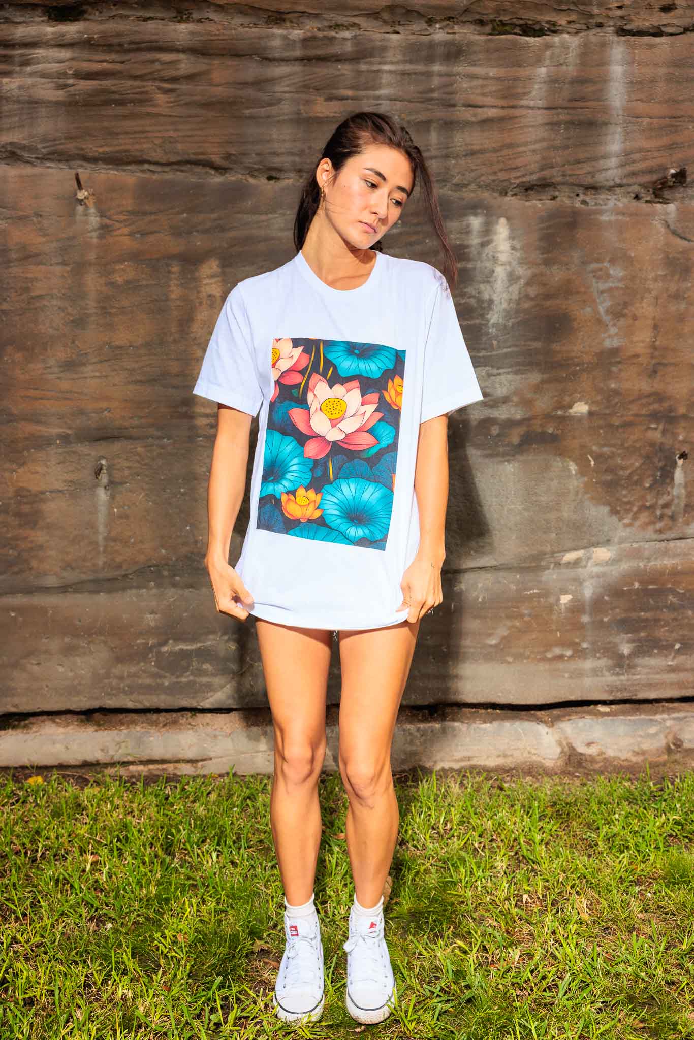 Lotus Pond 03 Premium Unisex Crewneck T-shirt | Bella + Canvas 3001