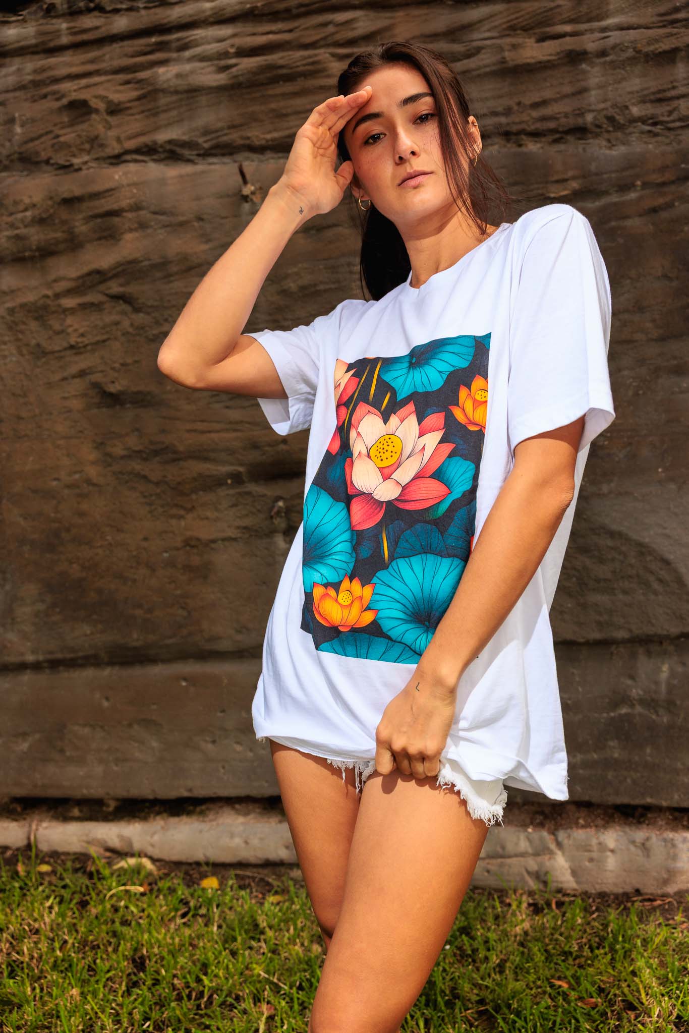 Lotus Pond 03 Premium Unisex Crewneck T-shirt | Bella + Canvas 3001