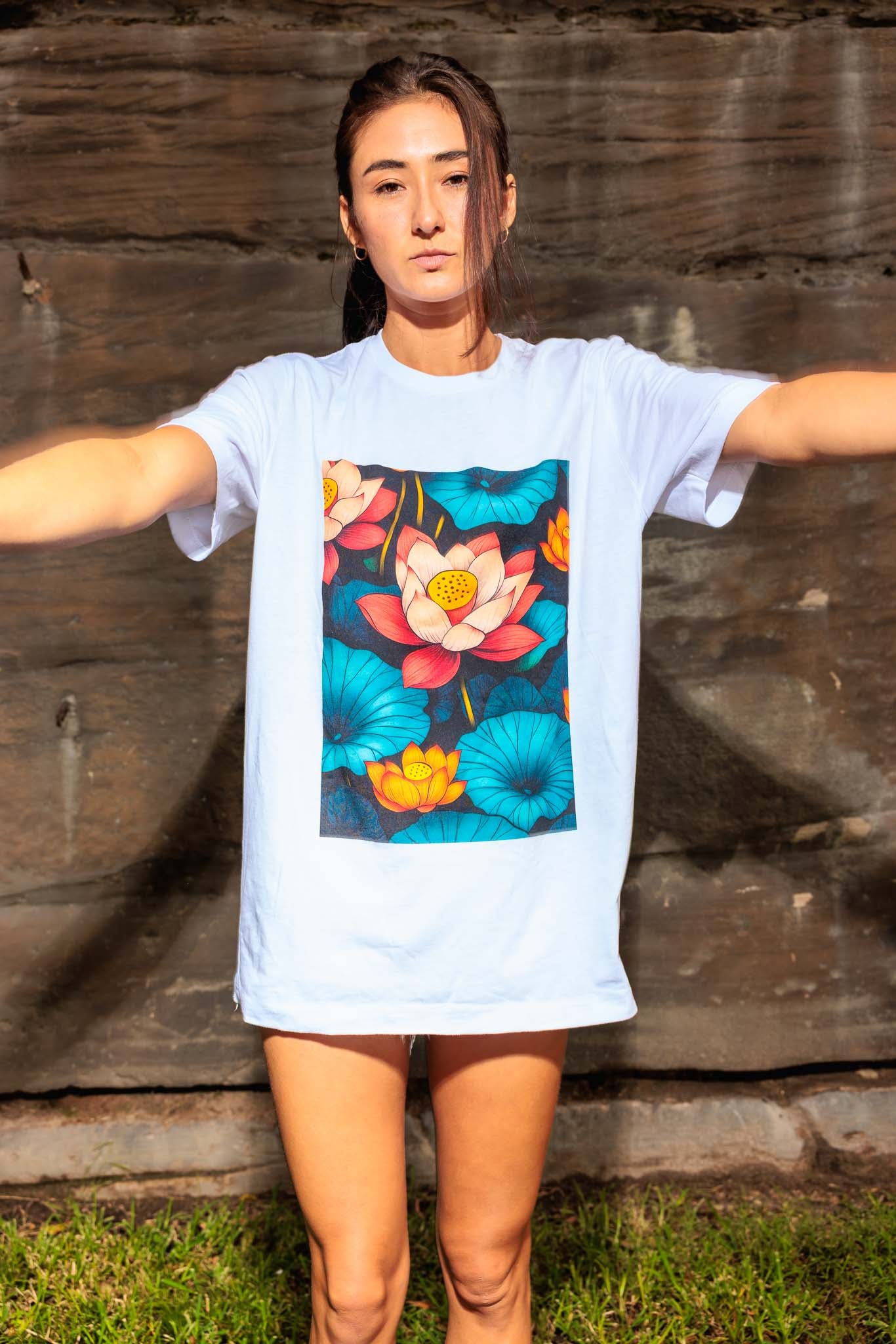 Lotus Pond 03 Premium Unisex Crewneck T-shirt | Bella + Canvas 3001